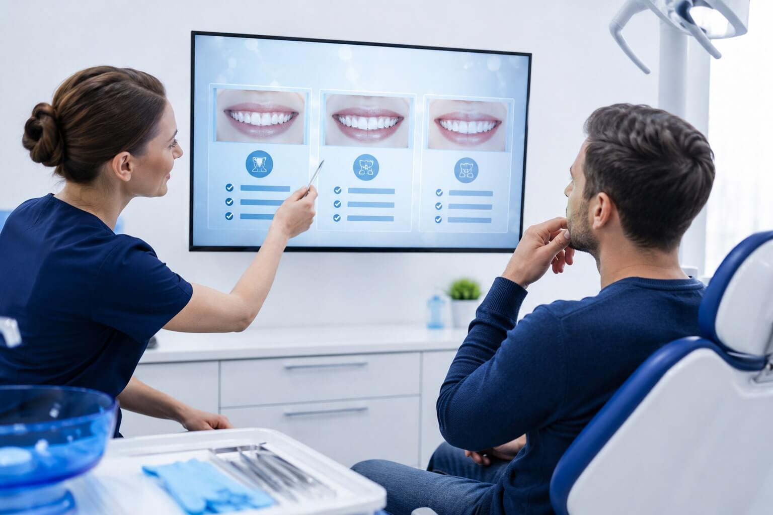 Comparison chart showing how the whitening packages differ